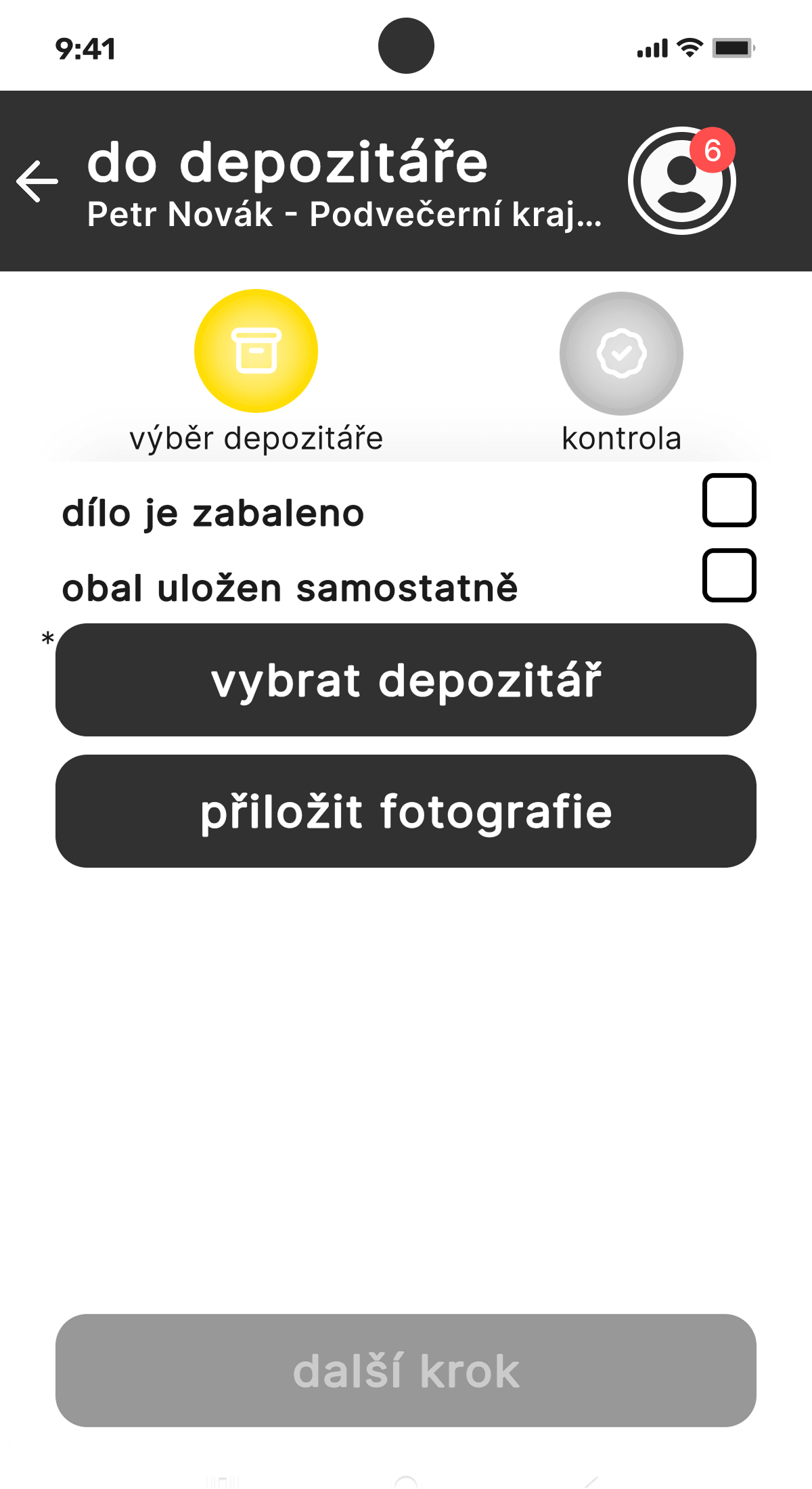 Galerie: Správa výstavních procesů - proces uložení díla do depozitáře