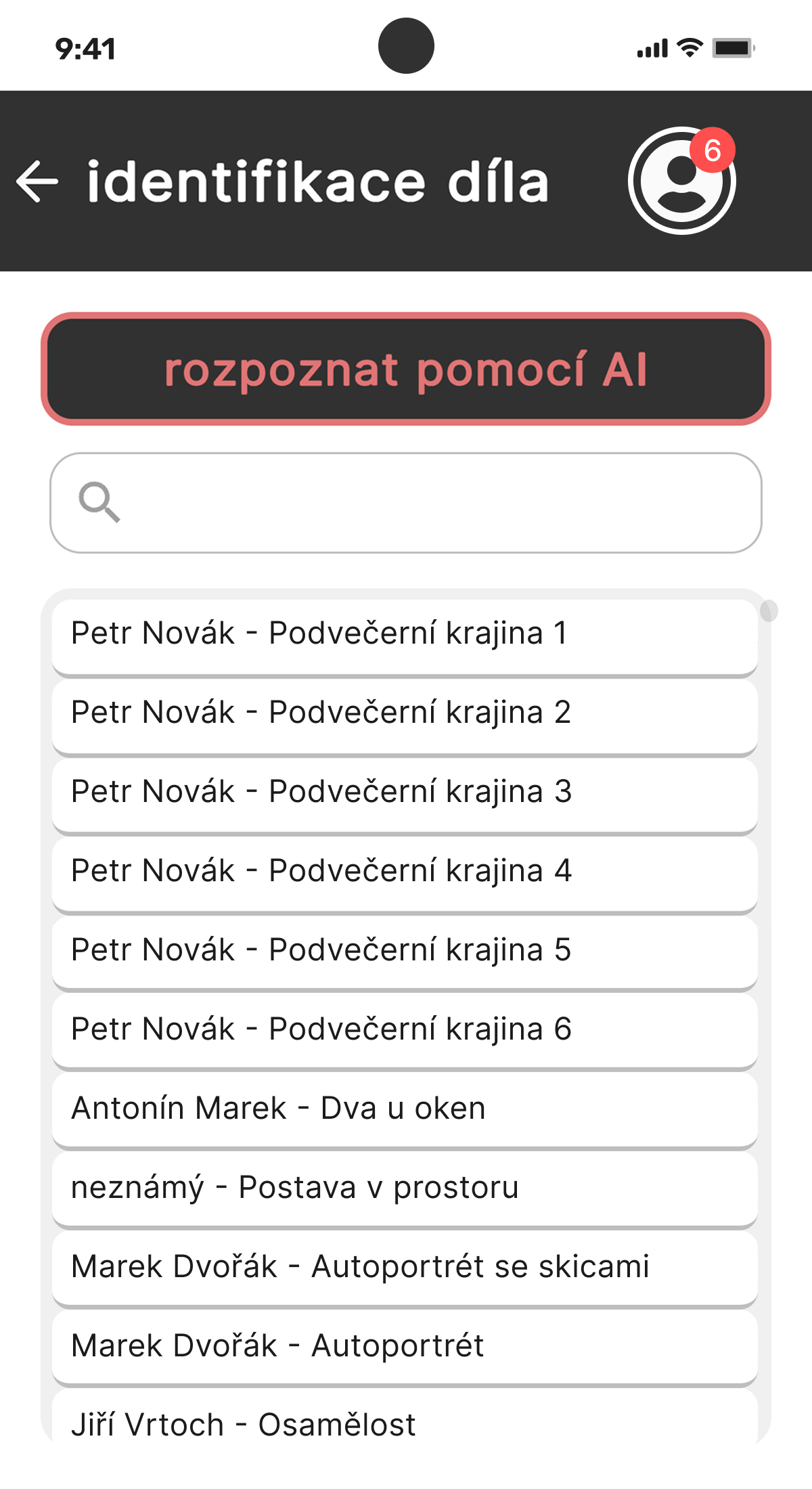 Galerie: Správa výstavních procesů - identifikace díla pomocí AI