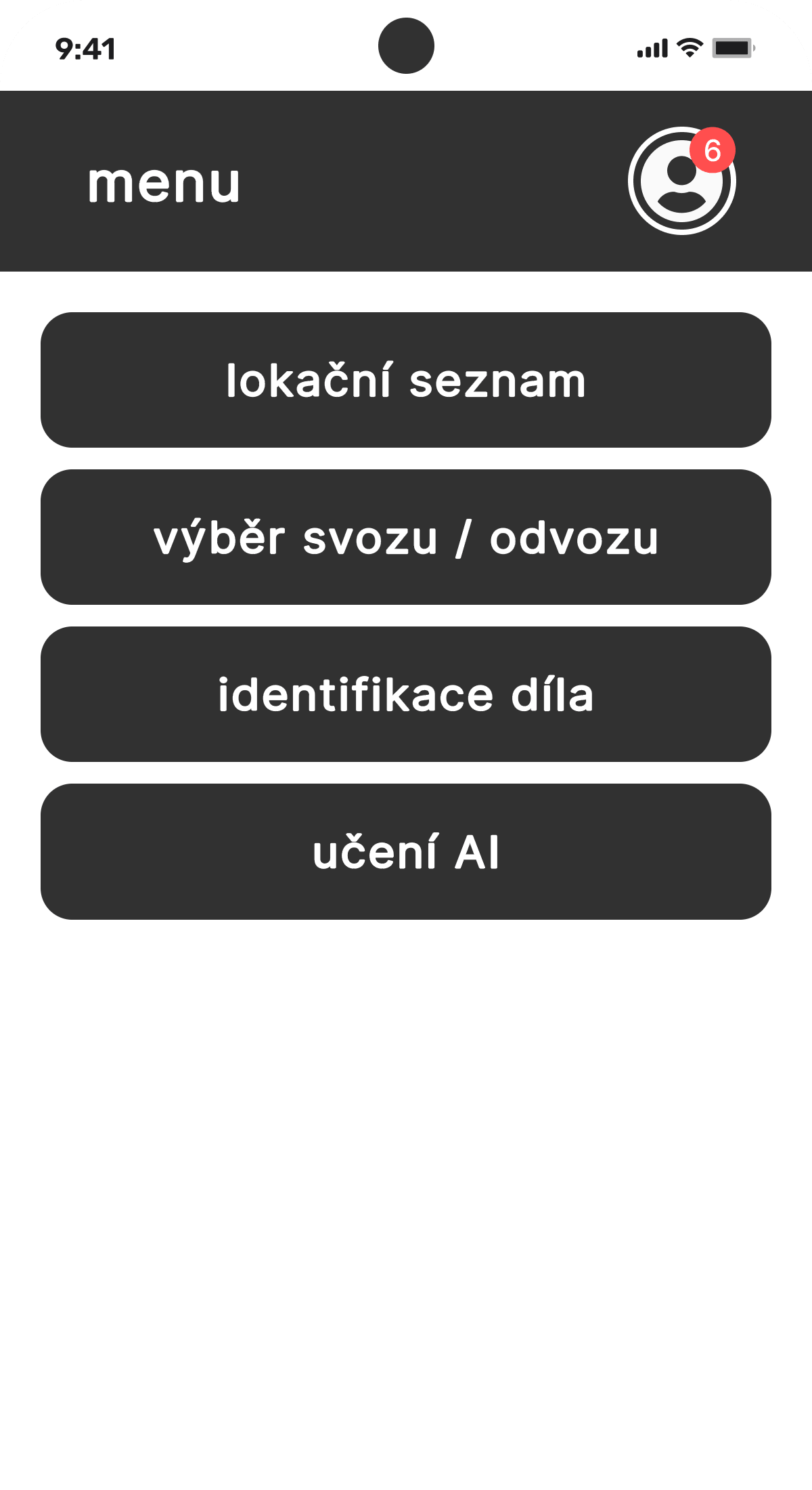 Galerie: Správa výstavních procesů - menu