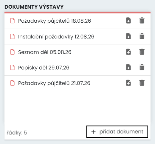 Galerie: Správa výstavních procesů - dokumenty